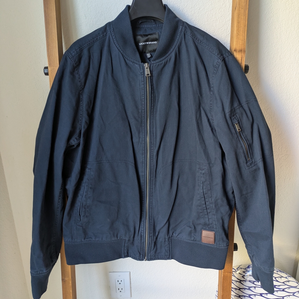 Lucky Brand Men's Navy Bomber Jacket - Size M